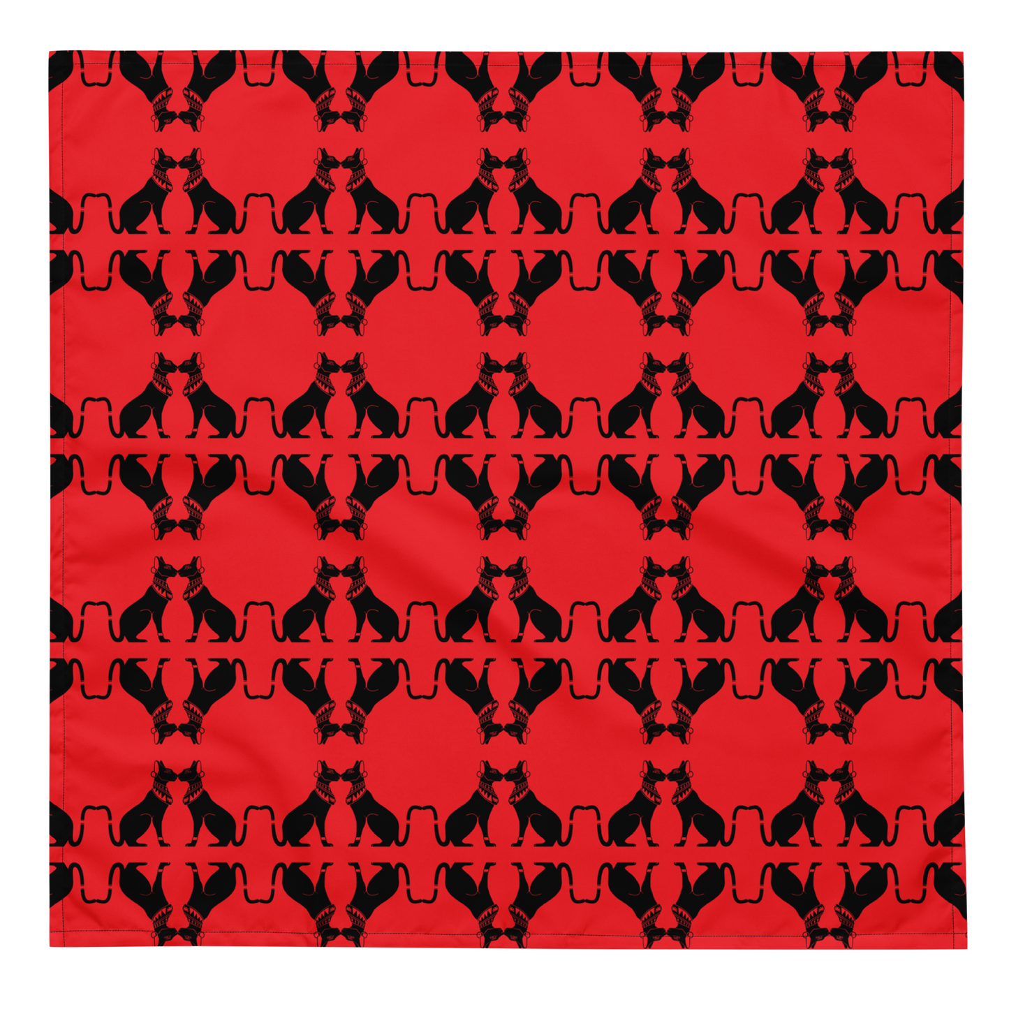 Pattern of black cats on a red background