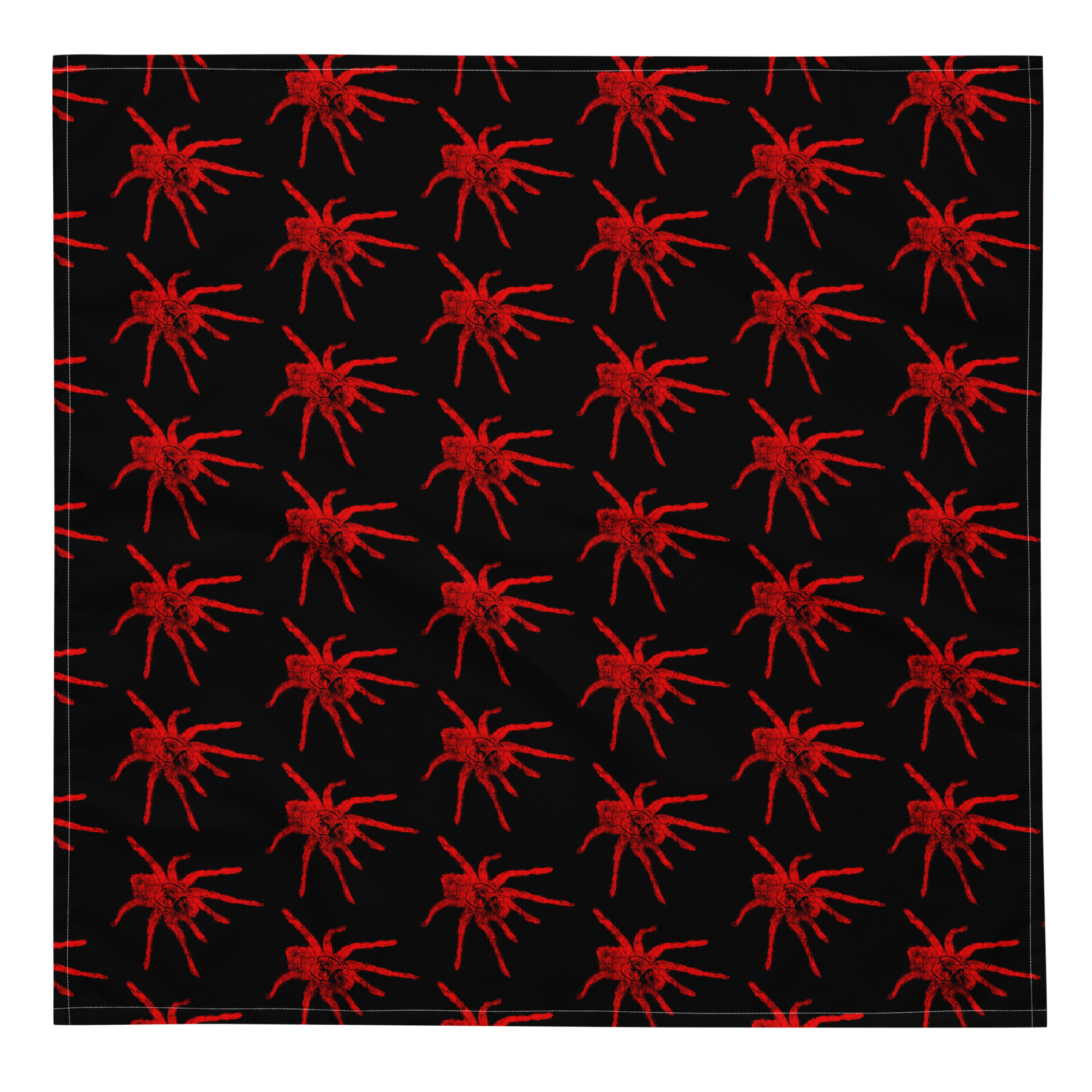 Pattern of red spiders on a black background
