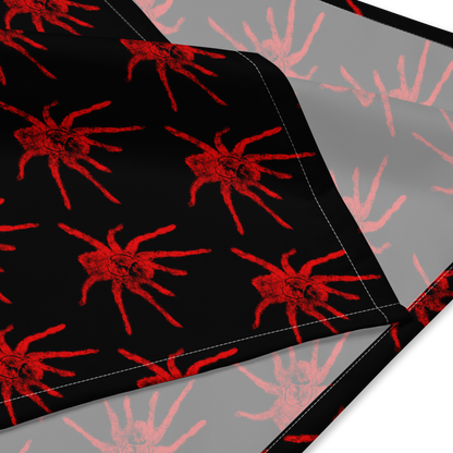 Red spider pattern on black and gray backgrounds